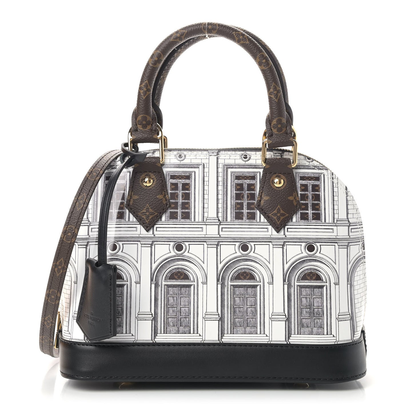 X FORNASETTI Calfskin Architettura Alma BB Black White