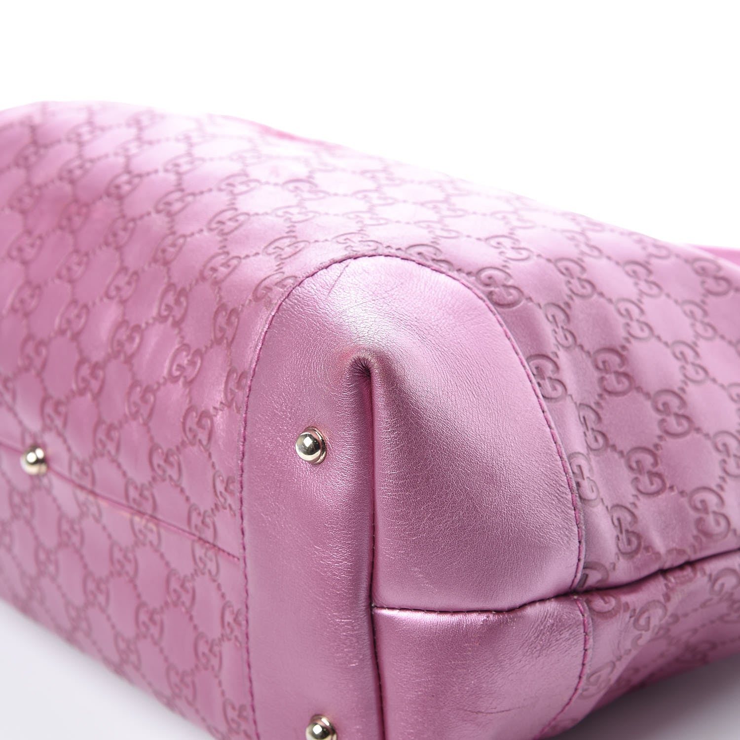 Gucci Metallic Soft Guccissima Large Heart Bit Charm Top Handle Tote Fresia Rose 12 of 19