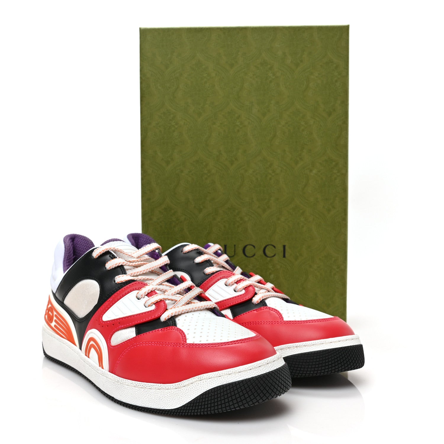 Gucci Demetra Mens Basket Low Top Sneakers 9.5 Deep Coral Great White Black 8 of 8