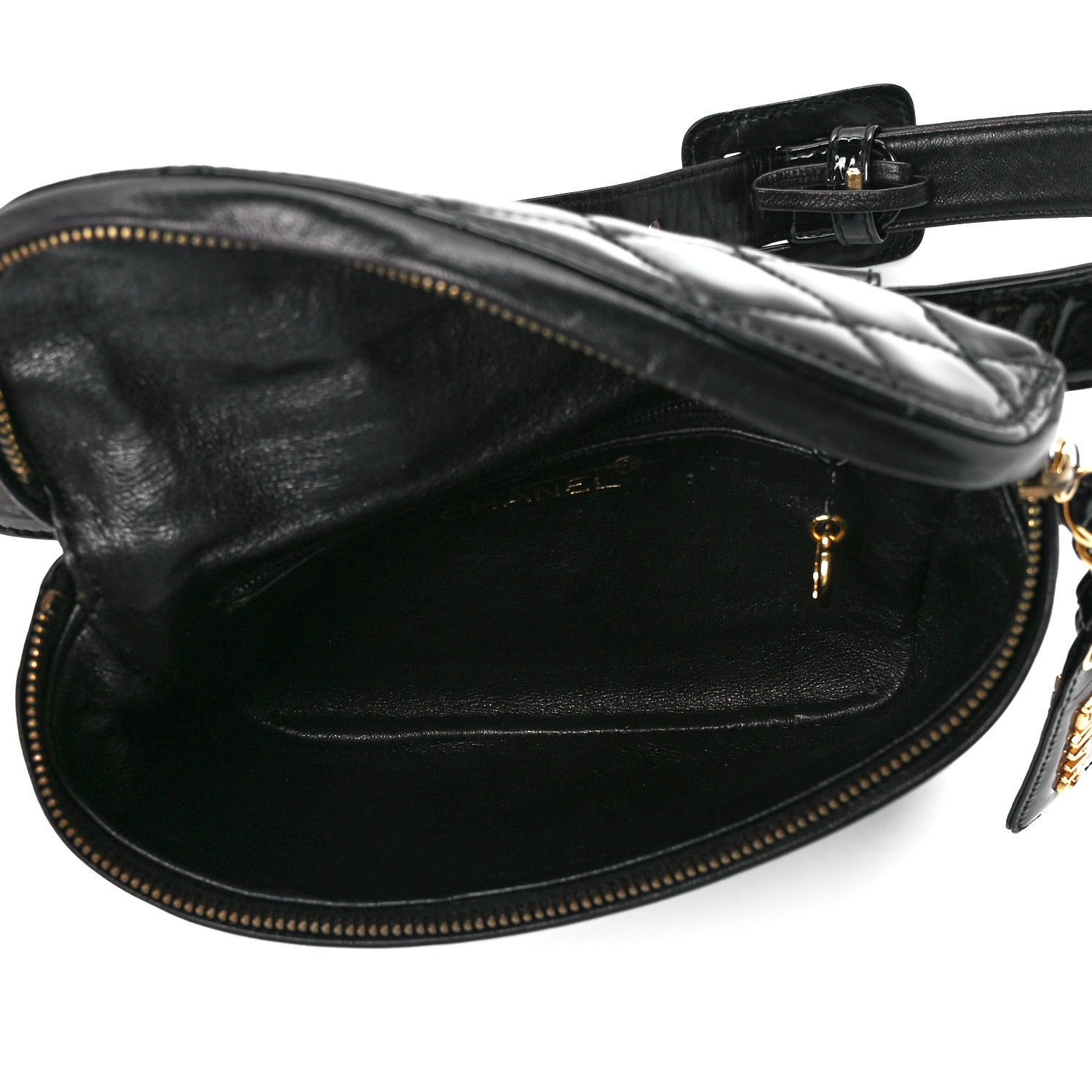 Chanel Patent Calfskin Quilted Waist Belt Bag 75 30 Black 4 of 11