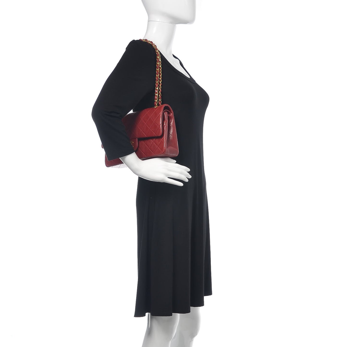 Lambskin Quilted Medium Double Flap Red