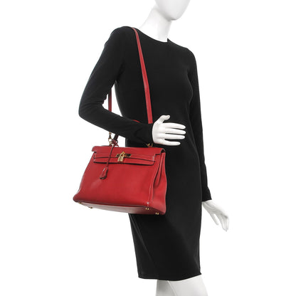 Hermes Taurillon Clemence Retourne Kelly 32 Rouge Garance 2 of 41