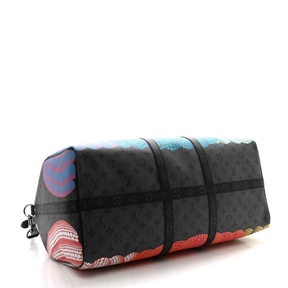 Louis Vuitton LV X YK Monogram Eclipse Reverse Pumpkin Keepall Bandouliere 55 Multicolor 3 of 11