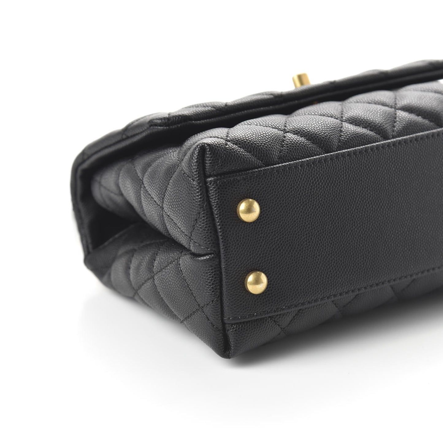 Caviar Lizard Embossed Quilted Mini Coco Handle Flap Black