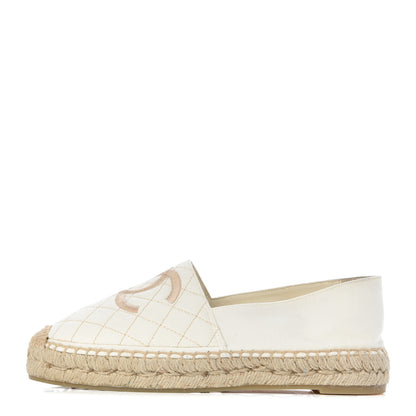 Chanel Fabric Biarritz CC Espadrilles 38 White Gold 1 of 8