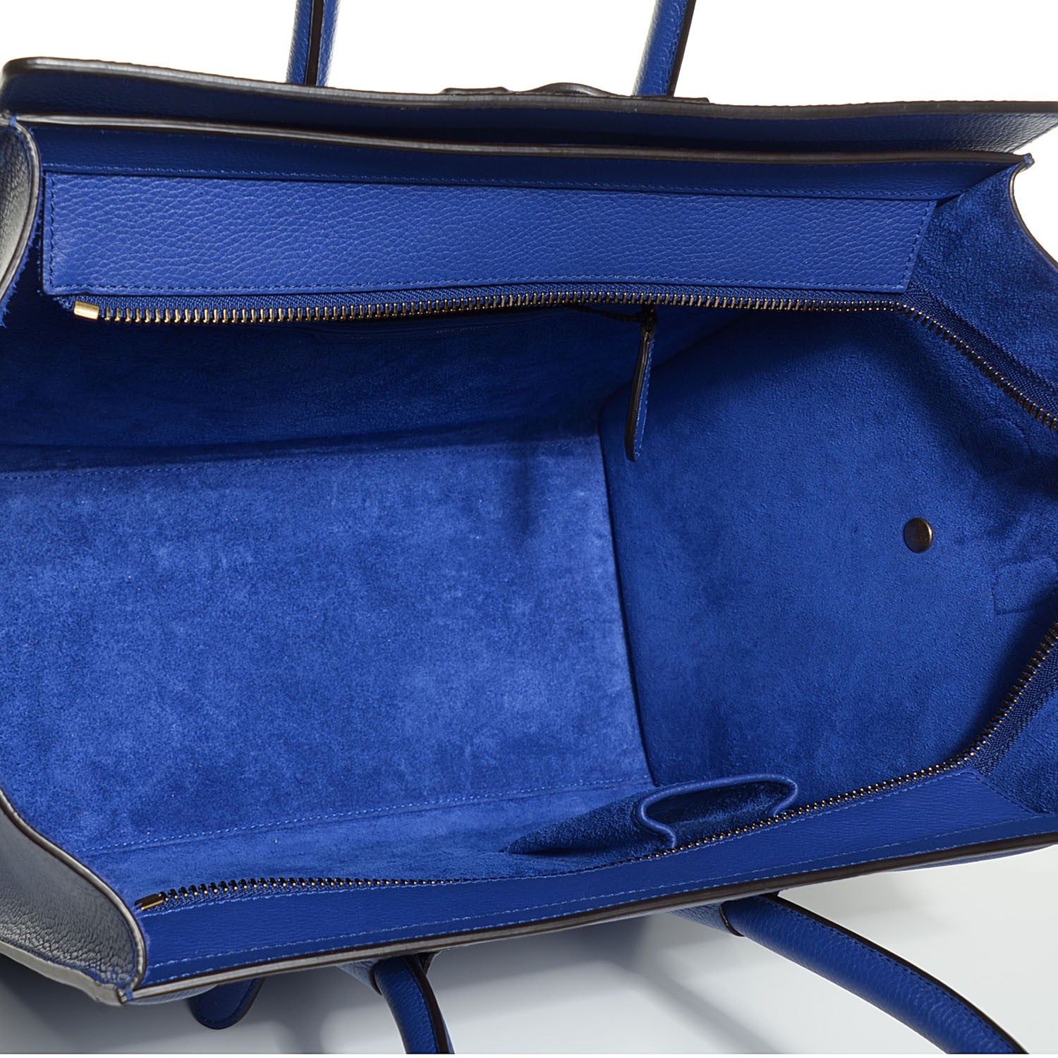 Celine Drummed Calfskin Mini Luggage Indigo 5 of 8