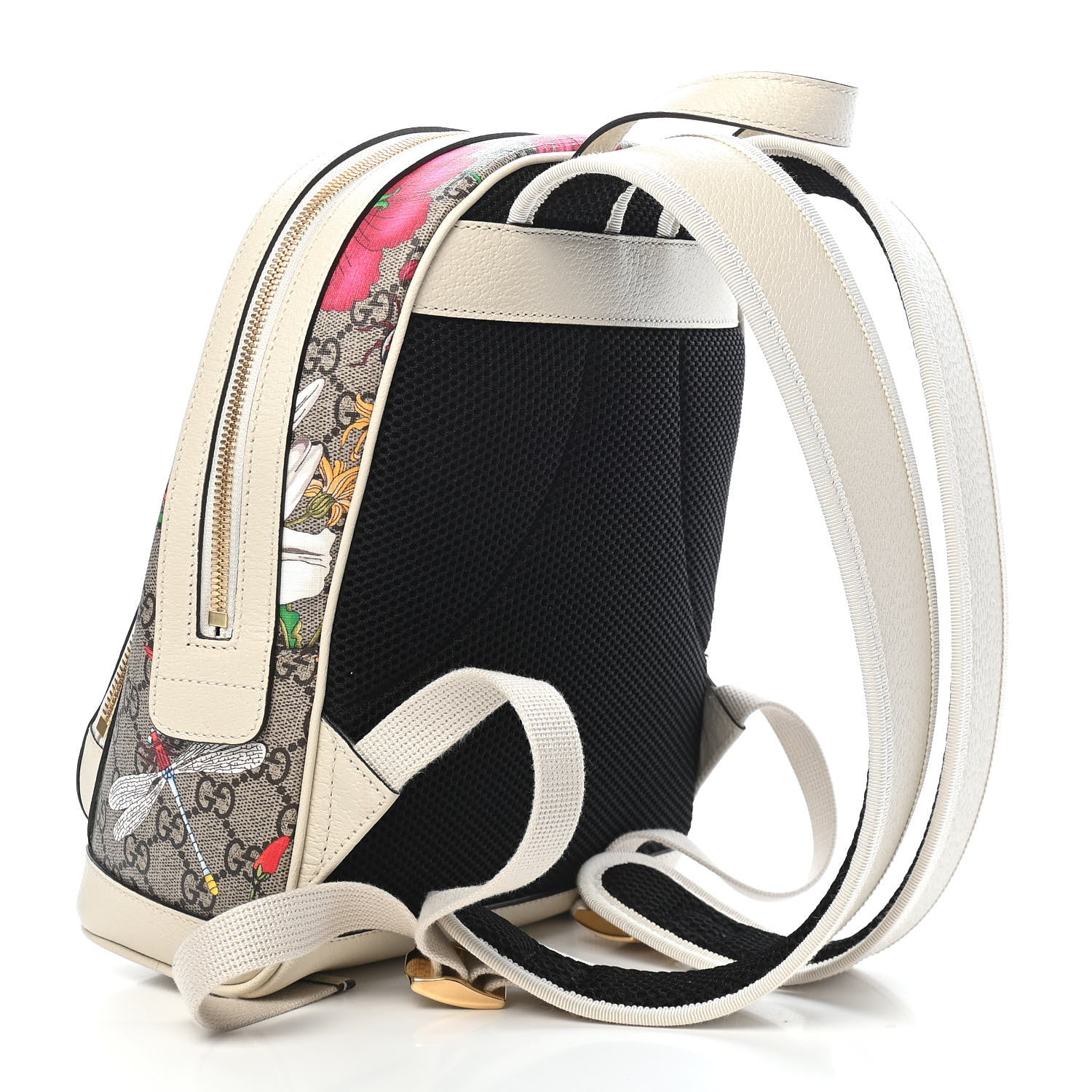 Gucci GG Supreme Monogram Flora Web Small Ophidia Day Backpack White 3 of 9