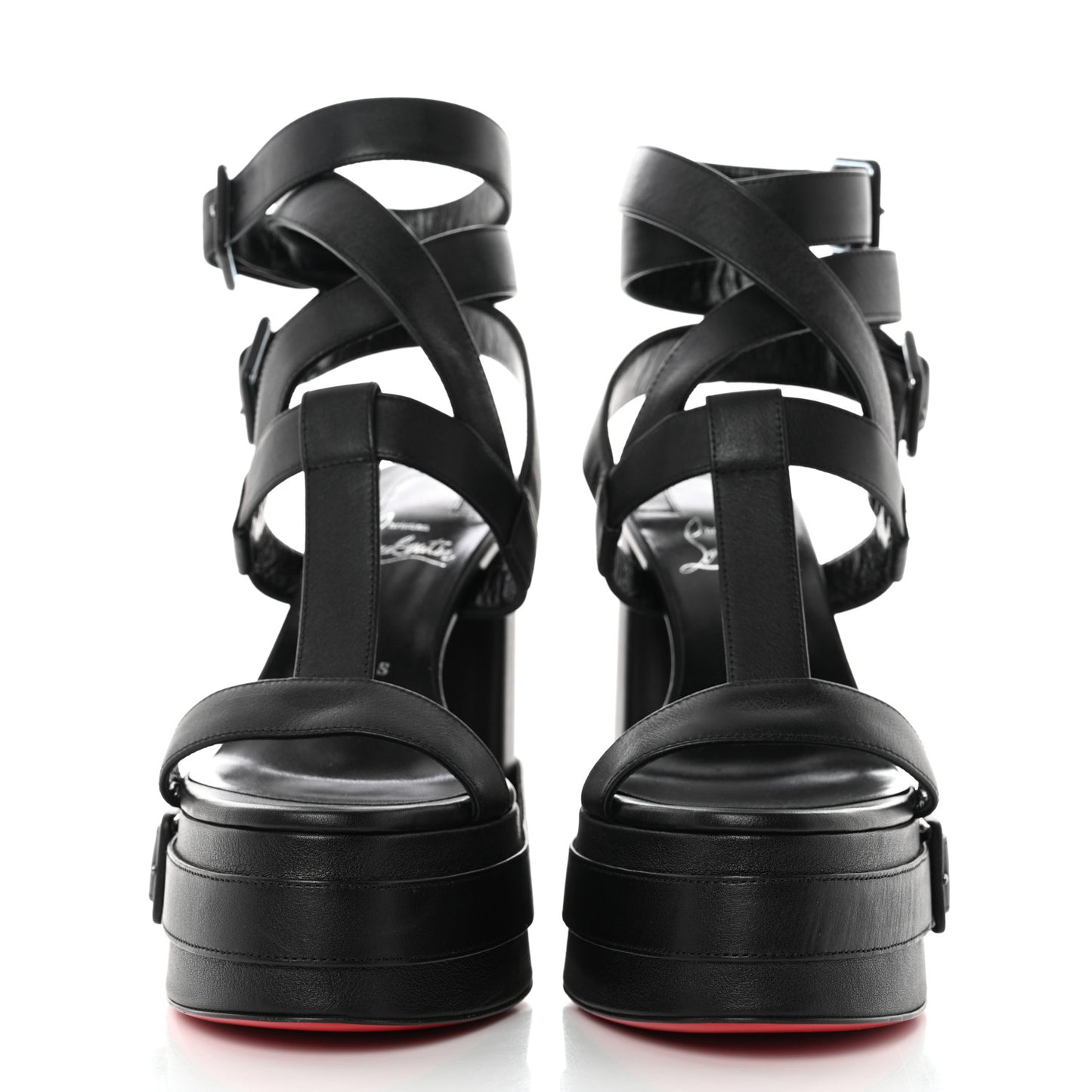 Calfskin Yazefatt Buckle Strap Platform Sandals 37 Black