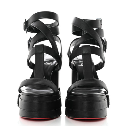 Christian Louboutin Calfskin Yazefatt Buckle Strap Platform Sandals 37 Black 2 of 8