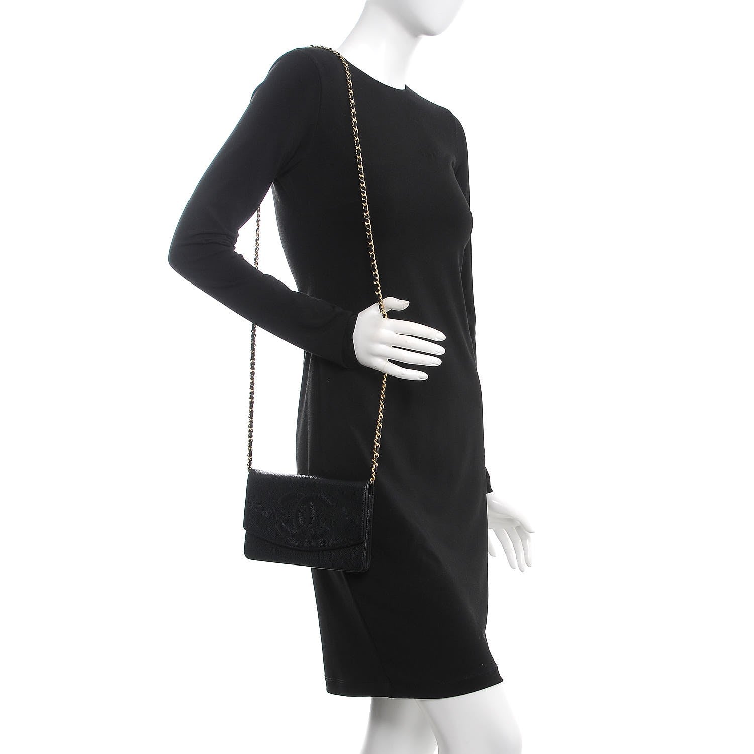 Chanel Caviar Timeless CC Wallet On Chain WOC Black 2 of 15