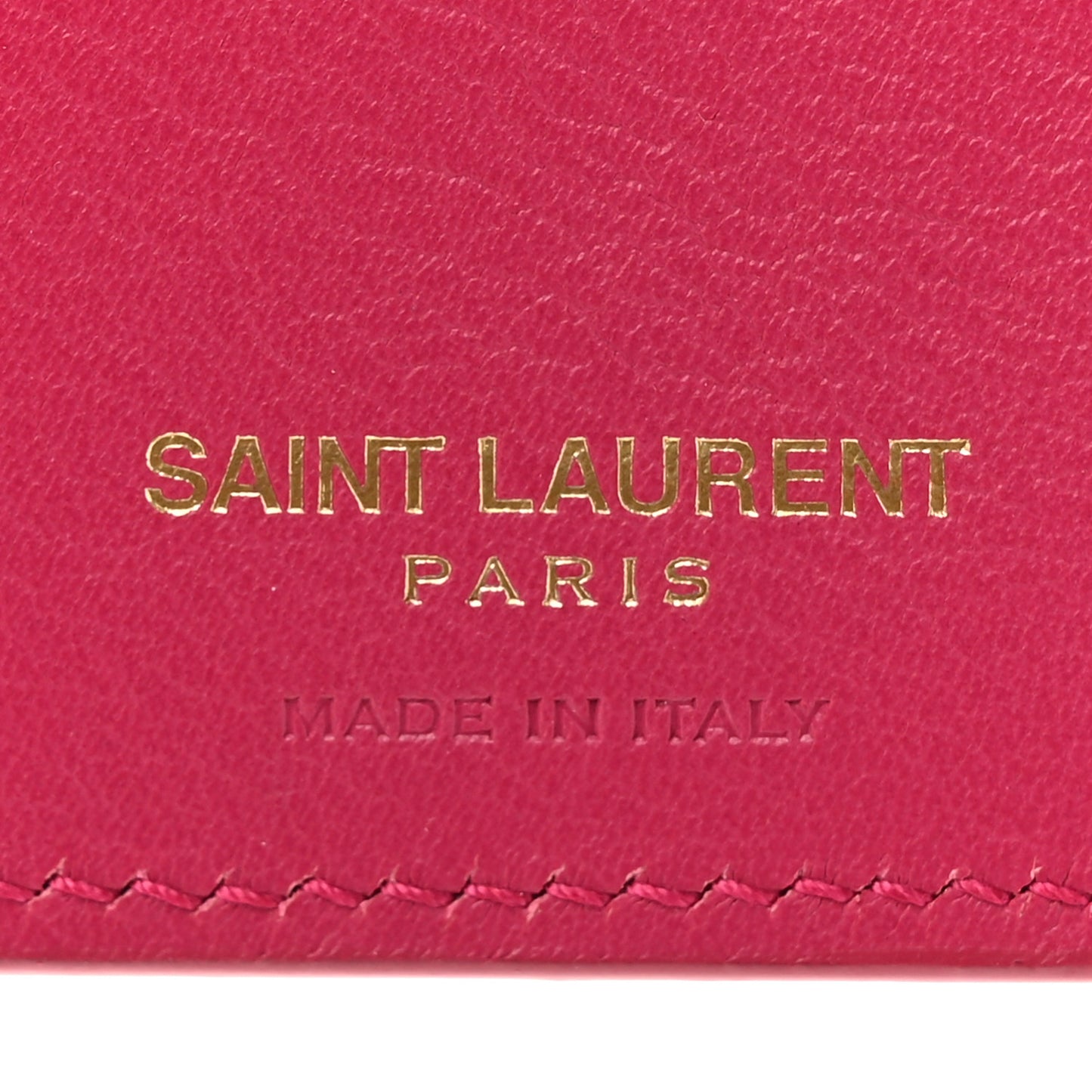 Calfskin Classic Y Compact Wallet Fuchsia