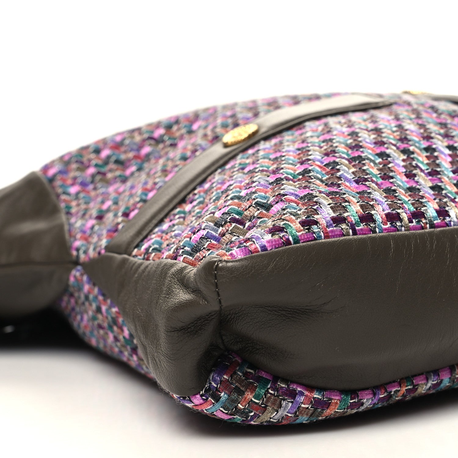 Chanel Tweed Lambskin Large Girl Bag Purple Multicolor 9 of 10