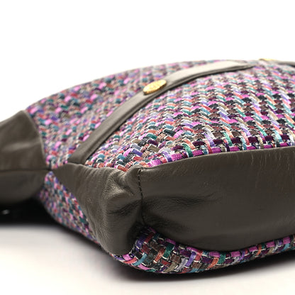 Chanel Tweed Lambskin Large Girl Bag Purple Multicolor 9 of 10