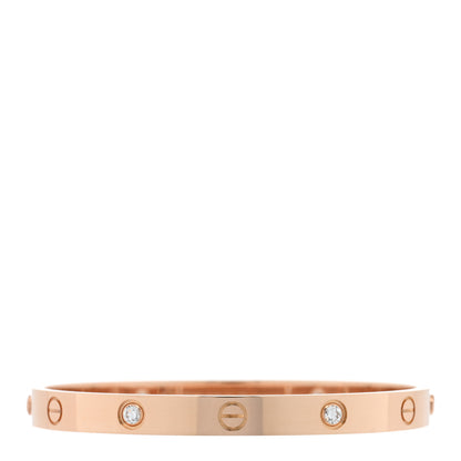 Cartier 18K Pink Gold 4 Diamond LOVE Bracelet 18 1 of 6