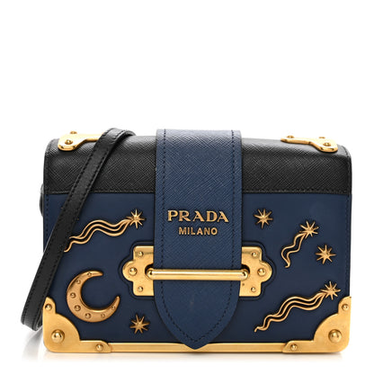 Prada City Calf Saffiano Astrology Cahier Bag Bluette Black 1 of 10