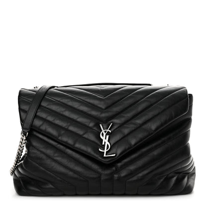 Saint Laurent Calfskin Y Quilted Monogram Large Loulou Chain Satchel Black 1 of 12