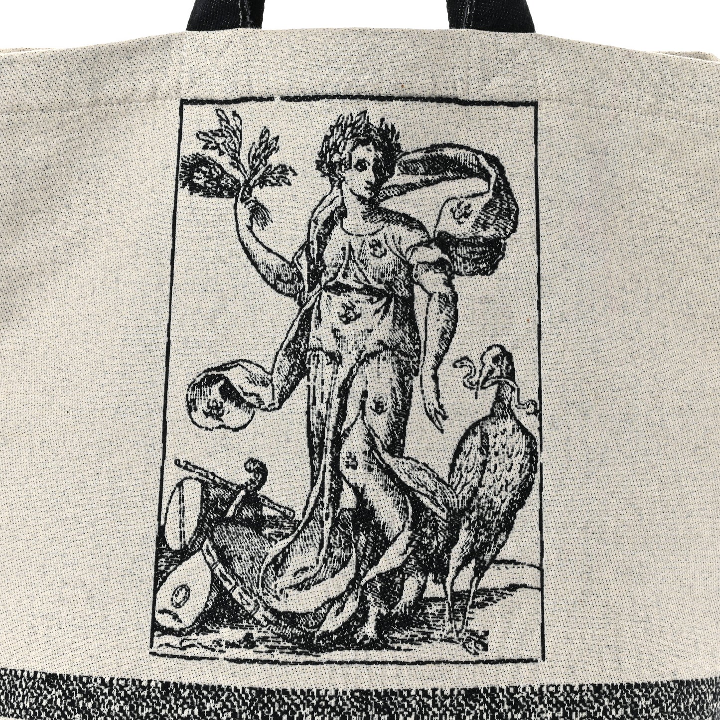 Canvas Print Cruise Tote Ivory Black