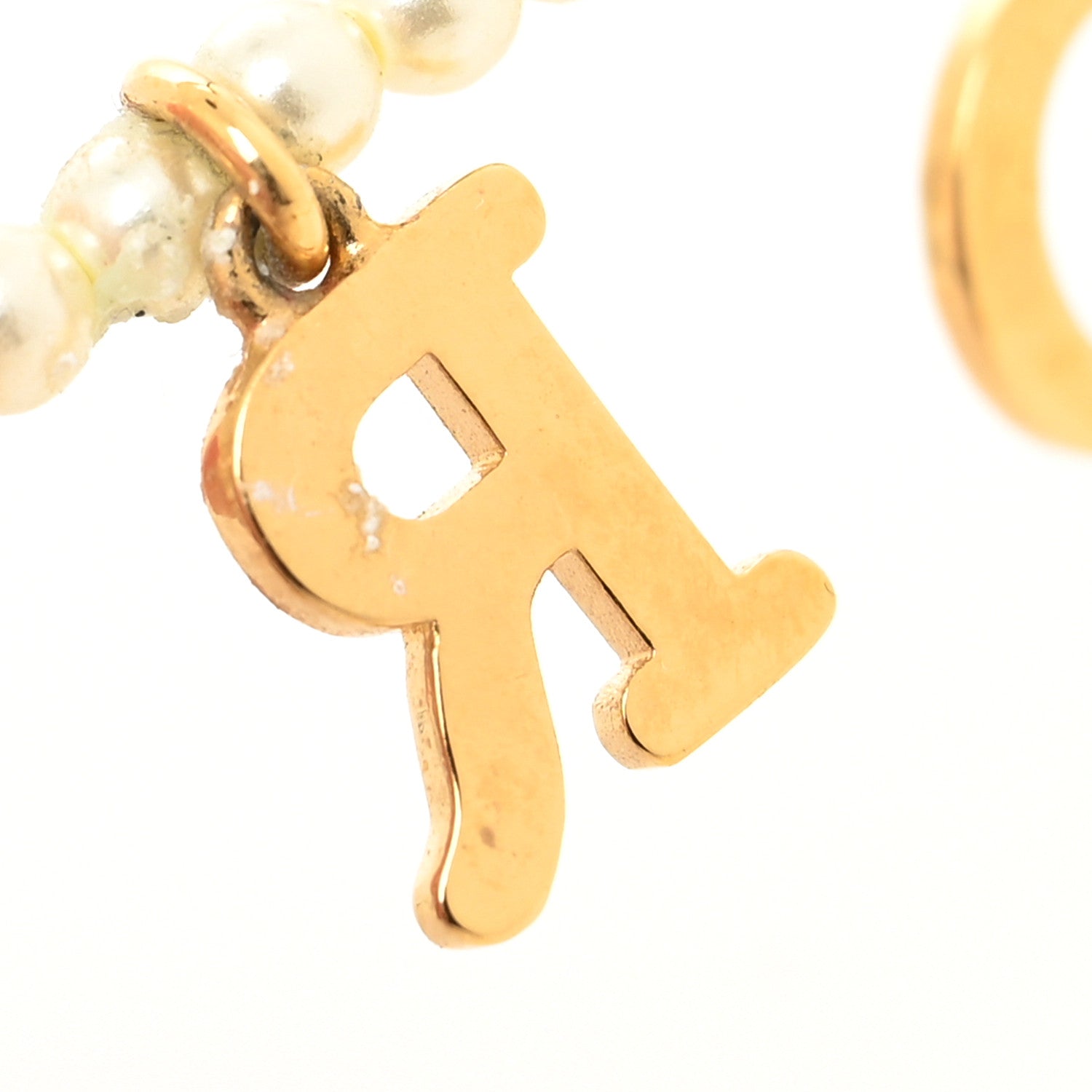 Christian Dior Pearl Crystal Star Logo Charm Necklace Gold 5 of 5