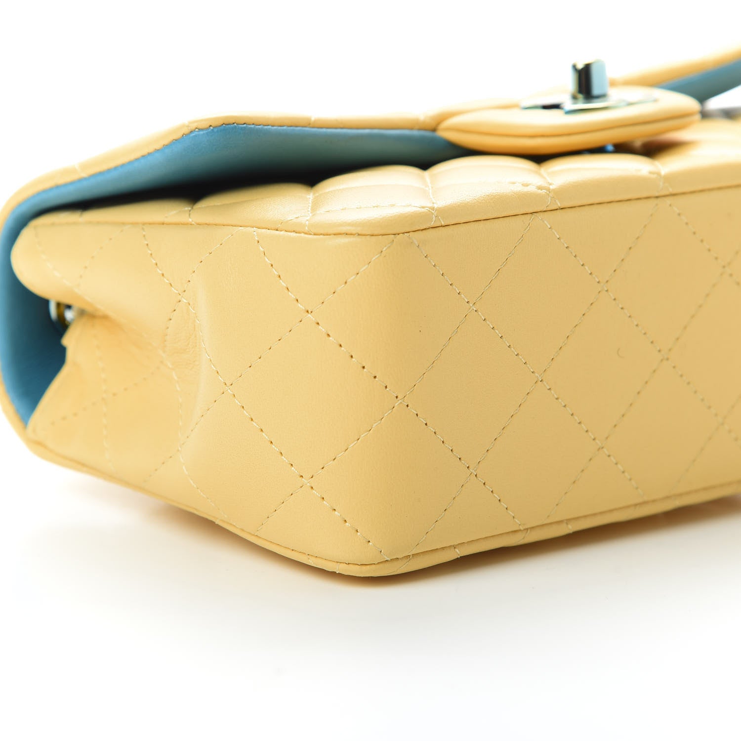 Chanel Lambskin Quilted Mini Rectangular Flap Yellow Blue 9 of 12