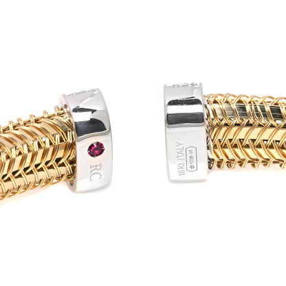 Roberto Coin 18K Yellow White Gold Diamond Woven Cuff Bracelet 4 of 4