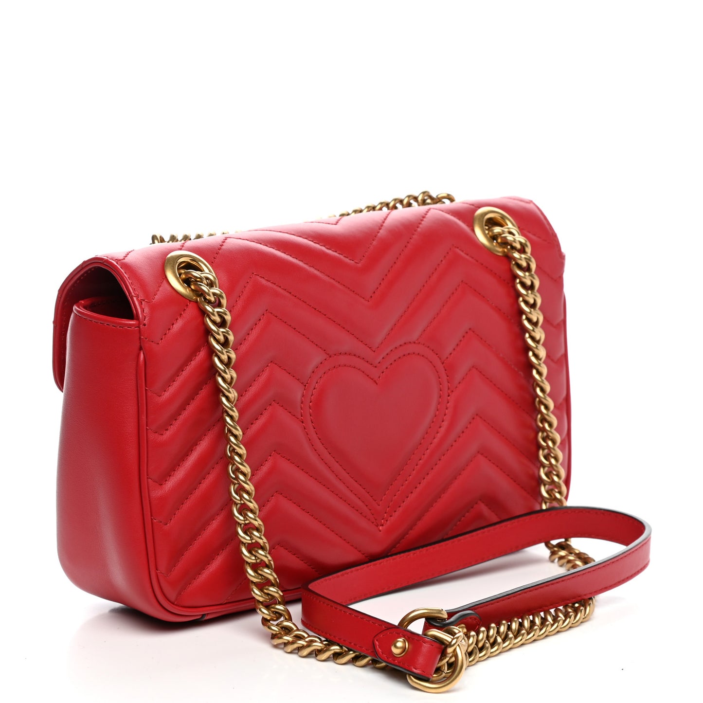 Calfskin Matelasse Small GG Marmont Shoulder Bag Hibiscus Red