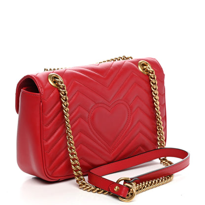 Gucci Calfskin Matelasse Small GG Marmont Shoulder Bag Hibiscus Red 3 of 10