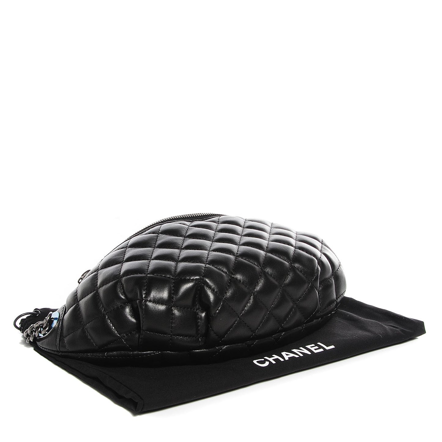 Lambskin Quilted Banane Waist Bag Black