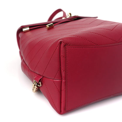 Chanel Calfskin Chevron Stitched Coco Backpack Dark Pink 8 of 9