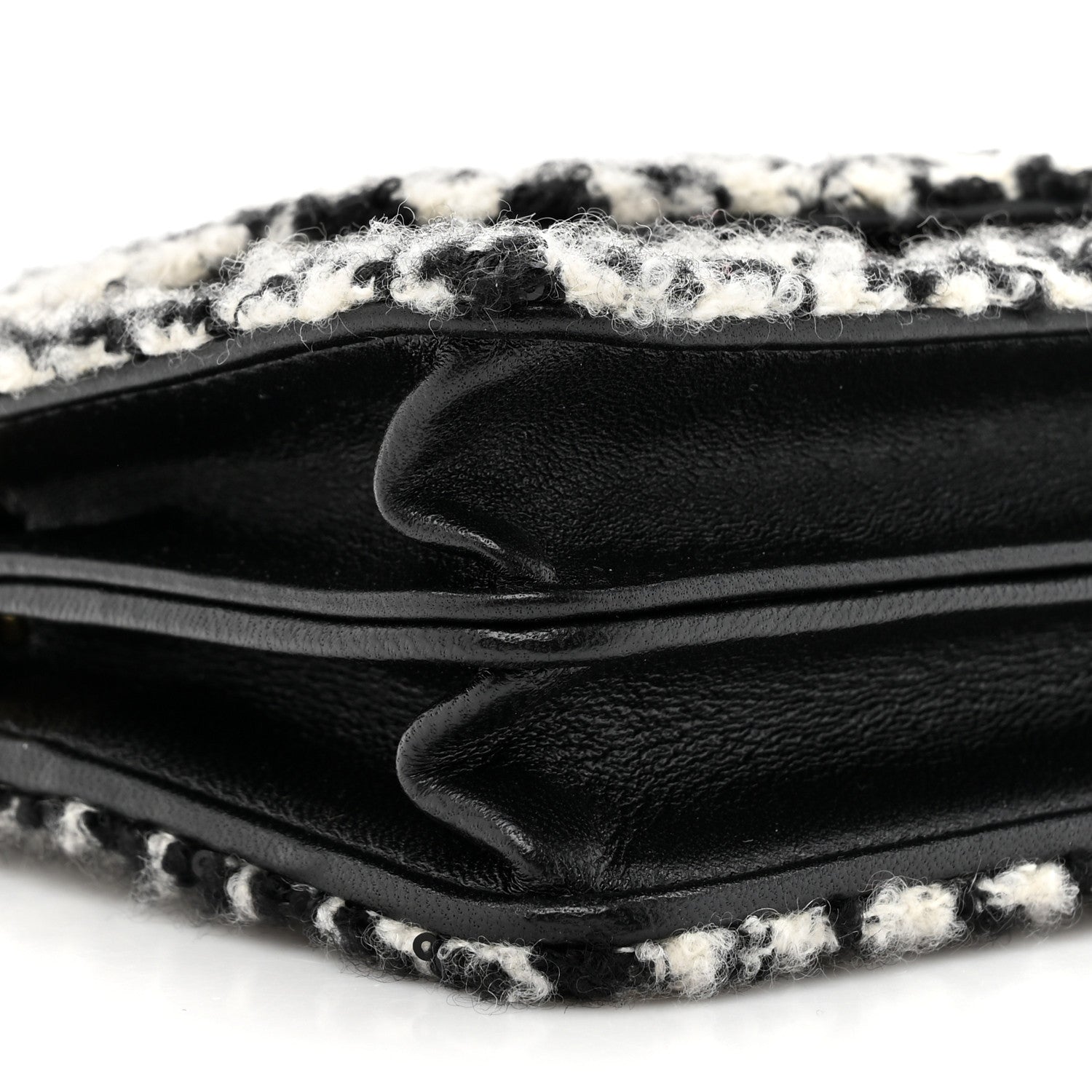Chanel Tweed Houndstooth Quilted Phone Holder Flap White Black 10 of 11
