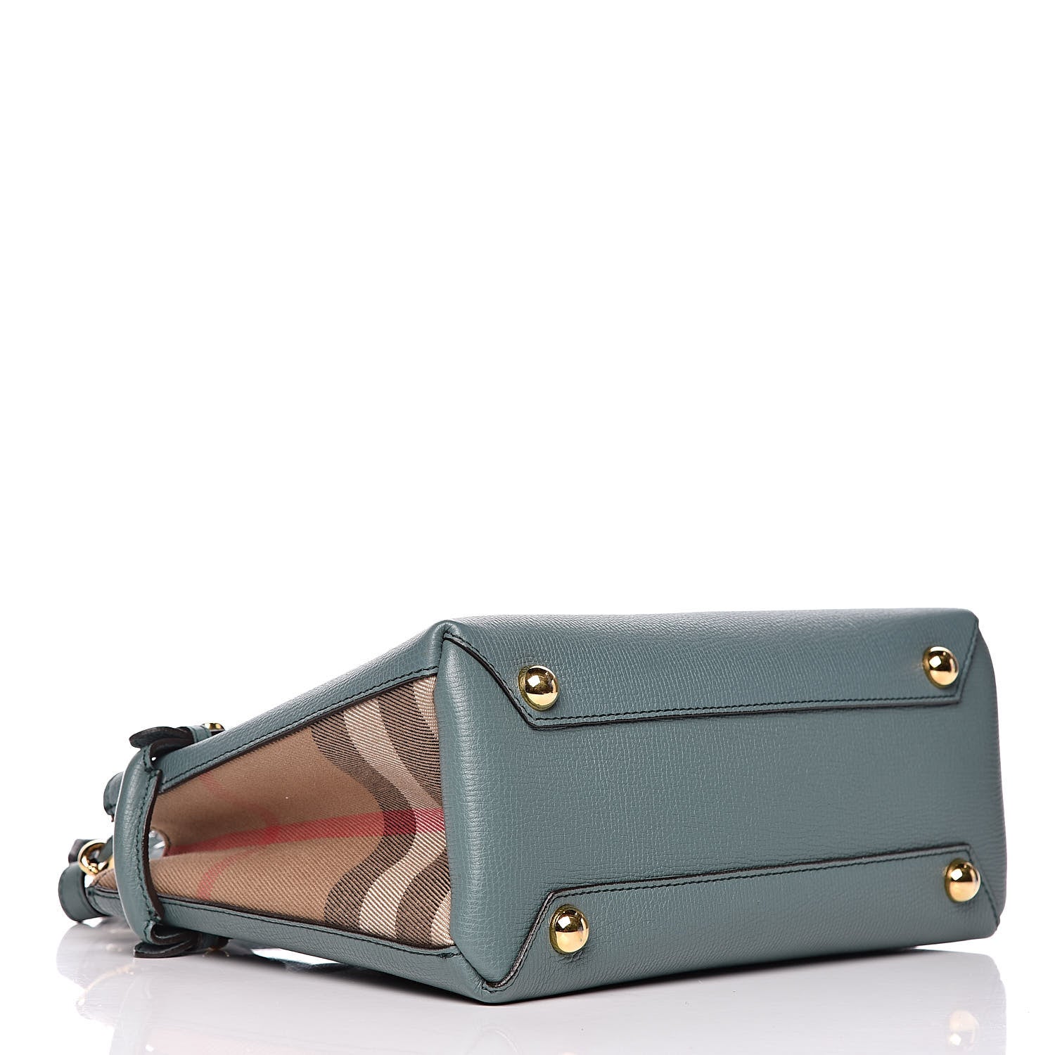 Burberry Grainy Calfskin House Check Small Banner Tote Smokey Green 5 of 10