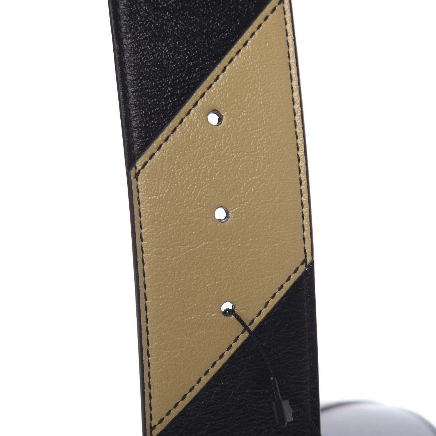Gucci Calfskin Striped Textured Double G 50mm Belt 90 36 Black Beige 4 of 5