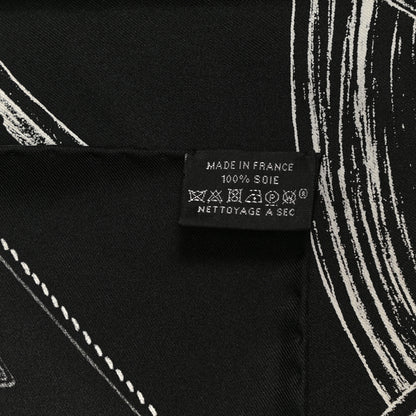 Hermes Silk Projets Carres Scarf 90 Black White 7 of 7