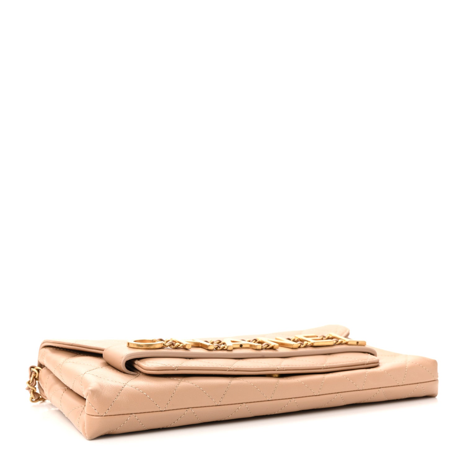 Chanel Calfskin Quilted Enchained Clutch Beige 4 of 10