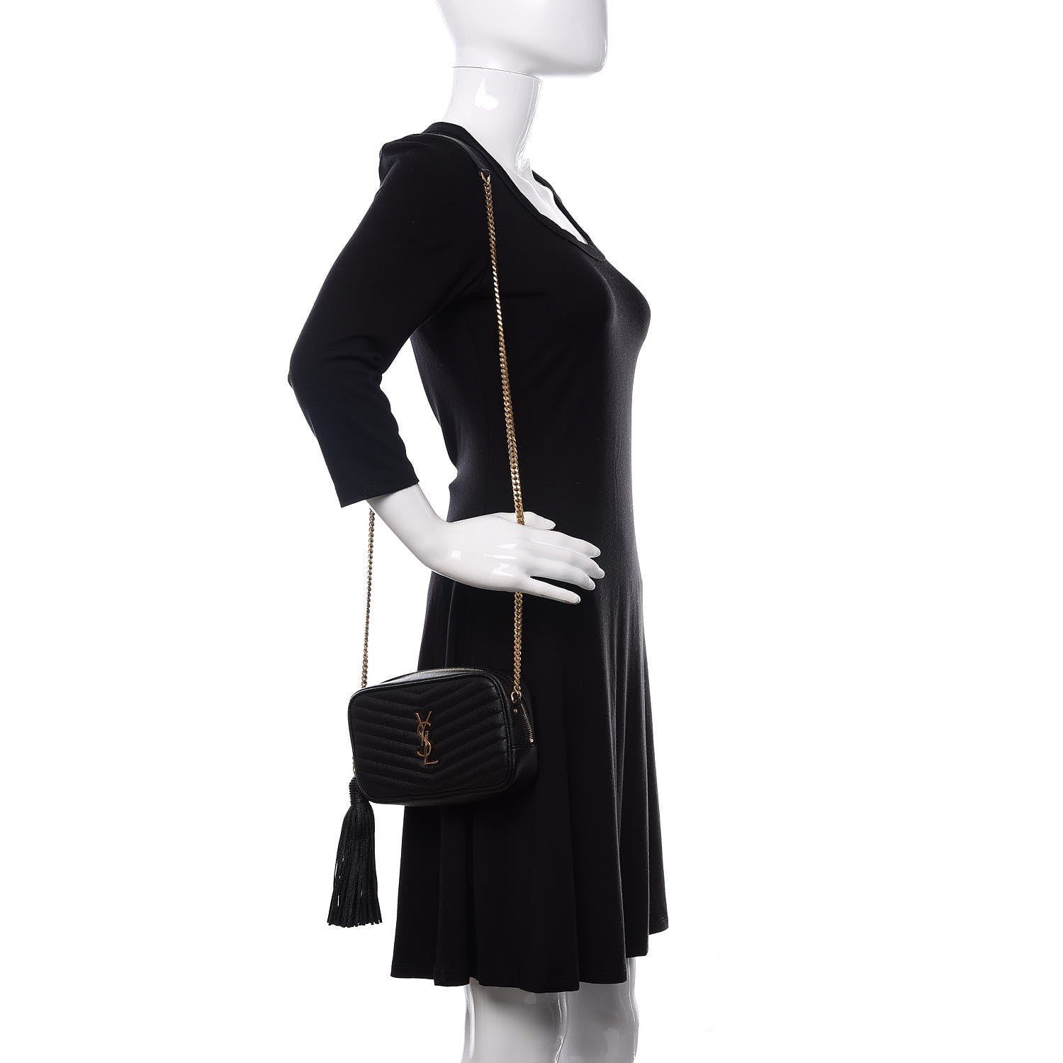 Saint Laurent Grain De Poudre Matelasse Monogram Mini Lou Camera Bag Black 2 of 10