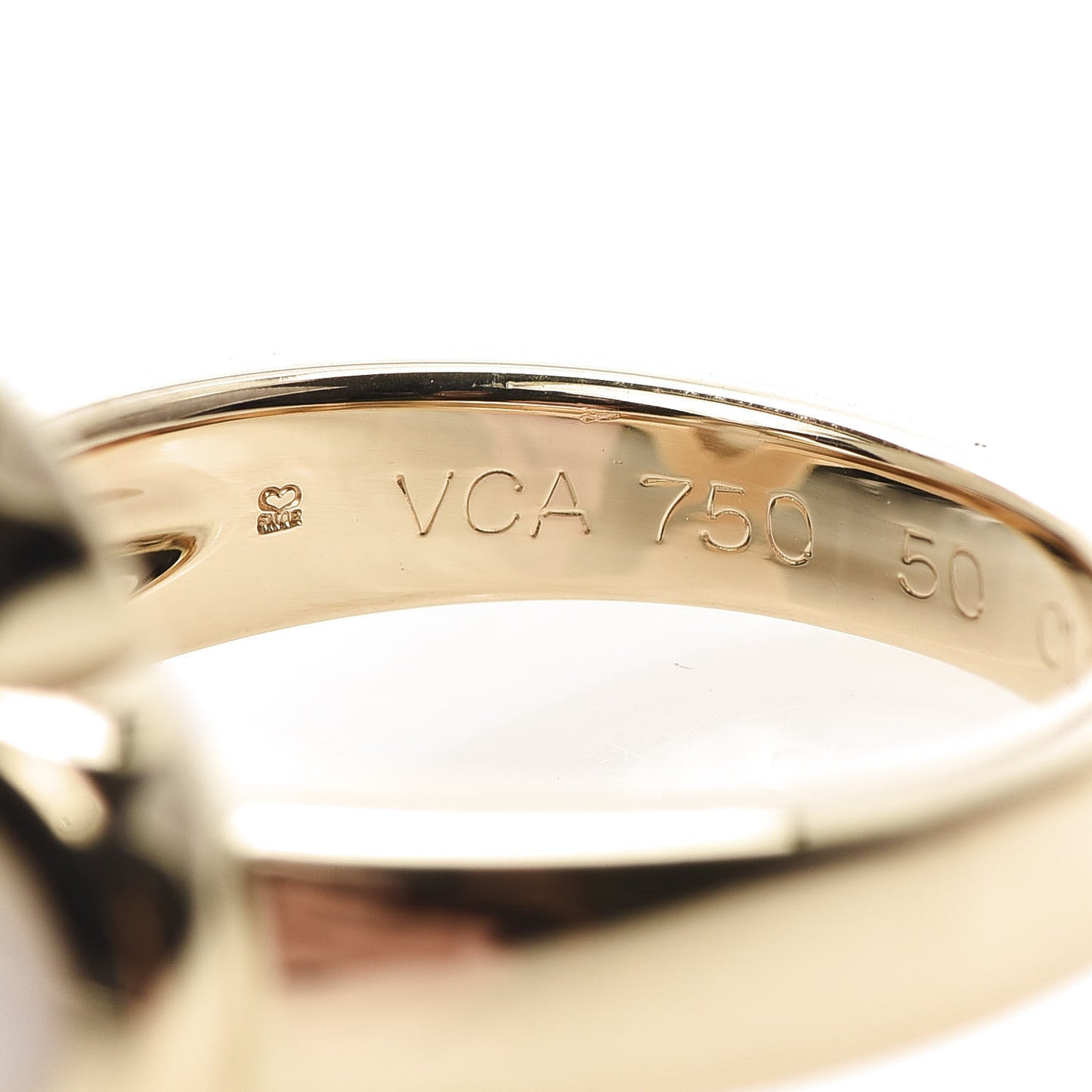18K Yellow Gold Mother of Pearl Pure Alhambra Ring 50 5.25
