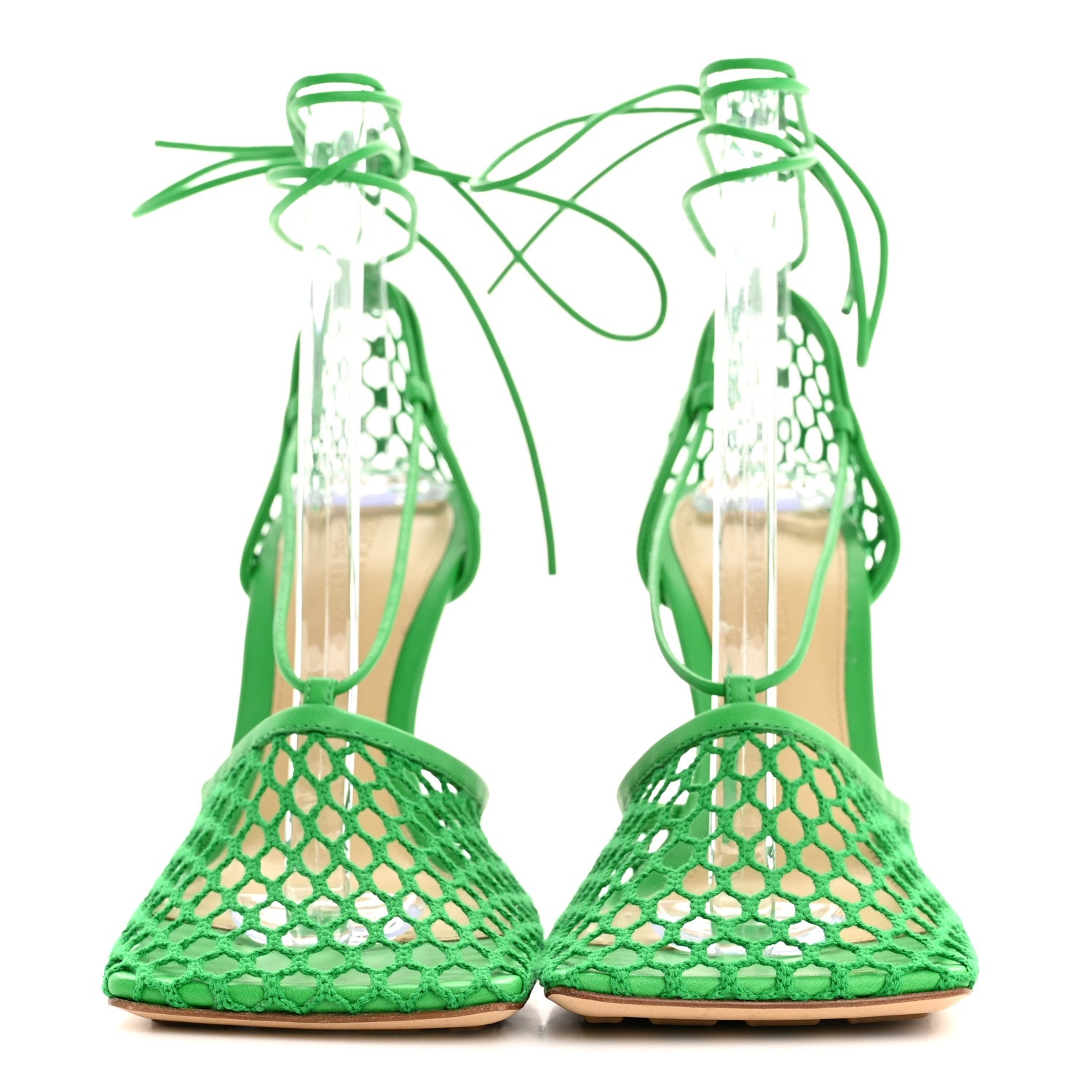Bottega Veneta Mesh Nappa Stretch Ankle Tie 90mm Sandals 38 Grass 3 of 9