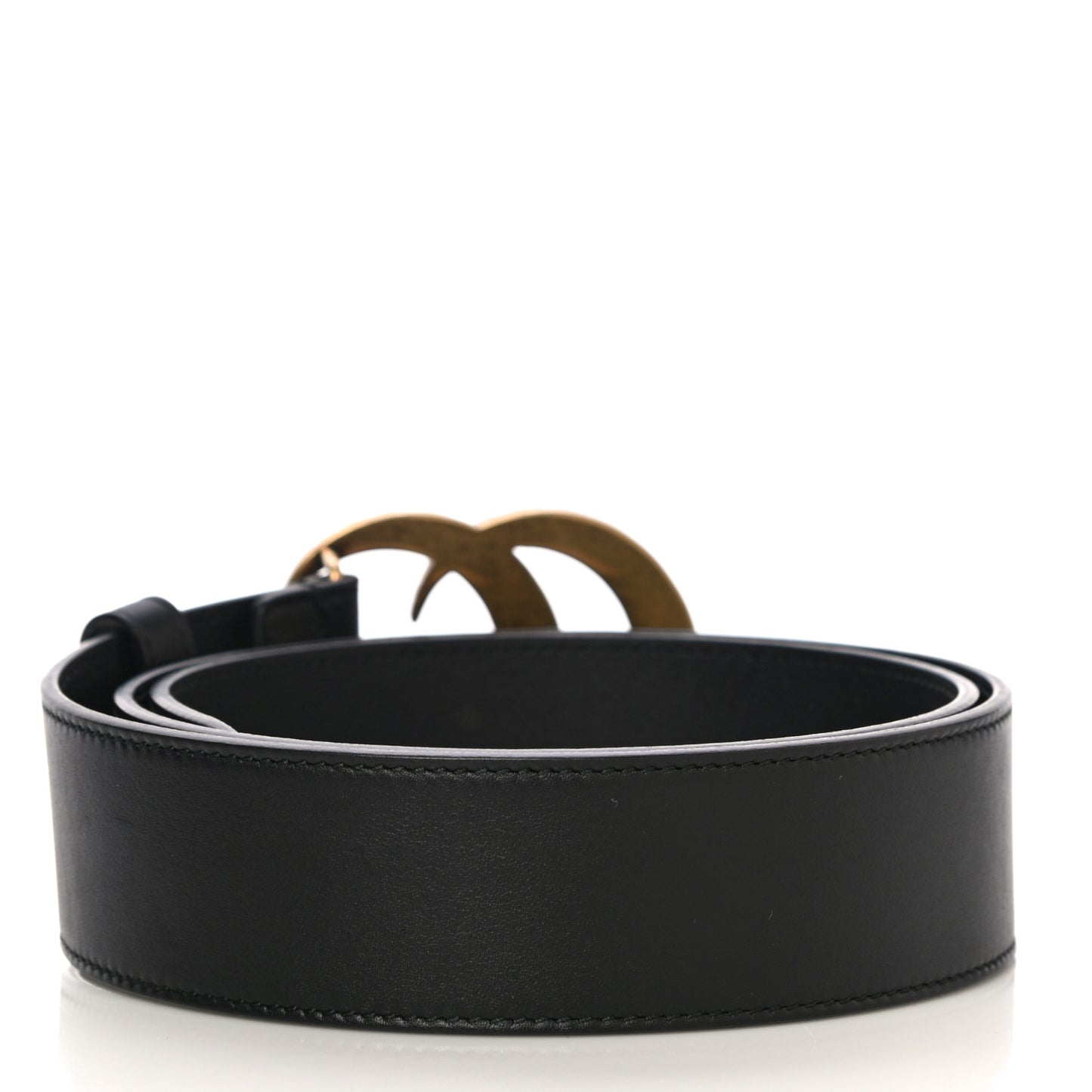 Moon Calfskin Pearl Double G 40mm Belt 85 34 Black Cream