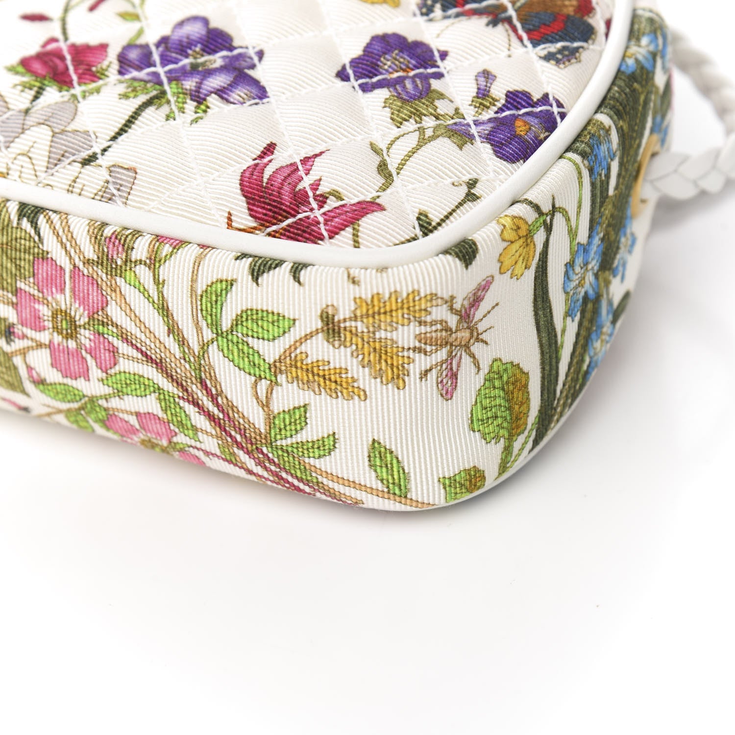 Gucci Canvas Flora Floral Trapuntata Mini Zumi Dome Shoulder Bag White 8 of 9