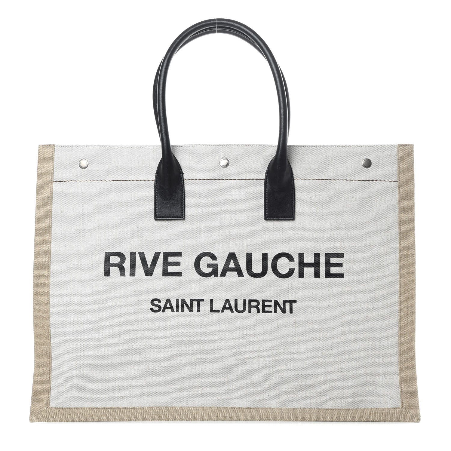 Saint Laurent Linen Calfskin Rive Gauche Tote Optic White 1 of 11