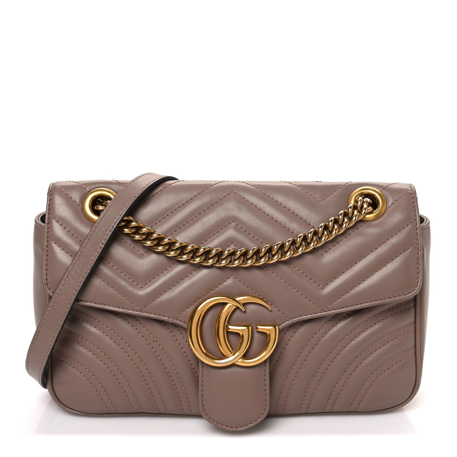 Gucci Calfskin Matelasse Small GG Marmont Shoulder Bag Porcelain Rose 1 of 13