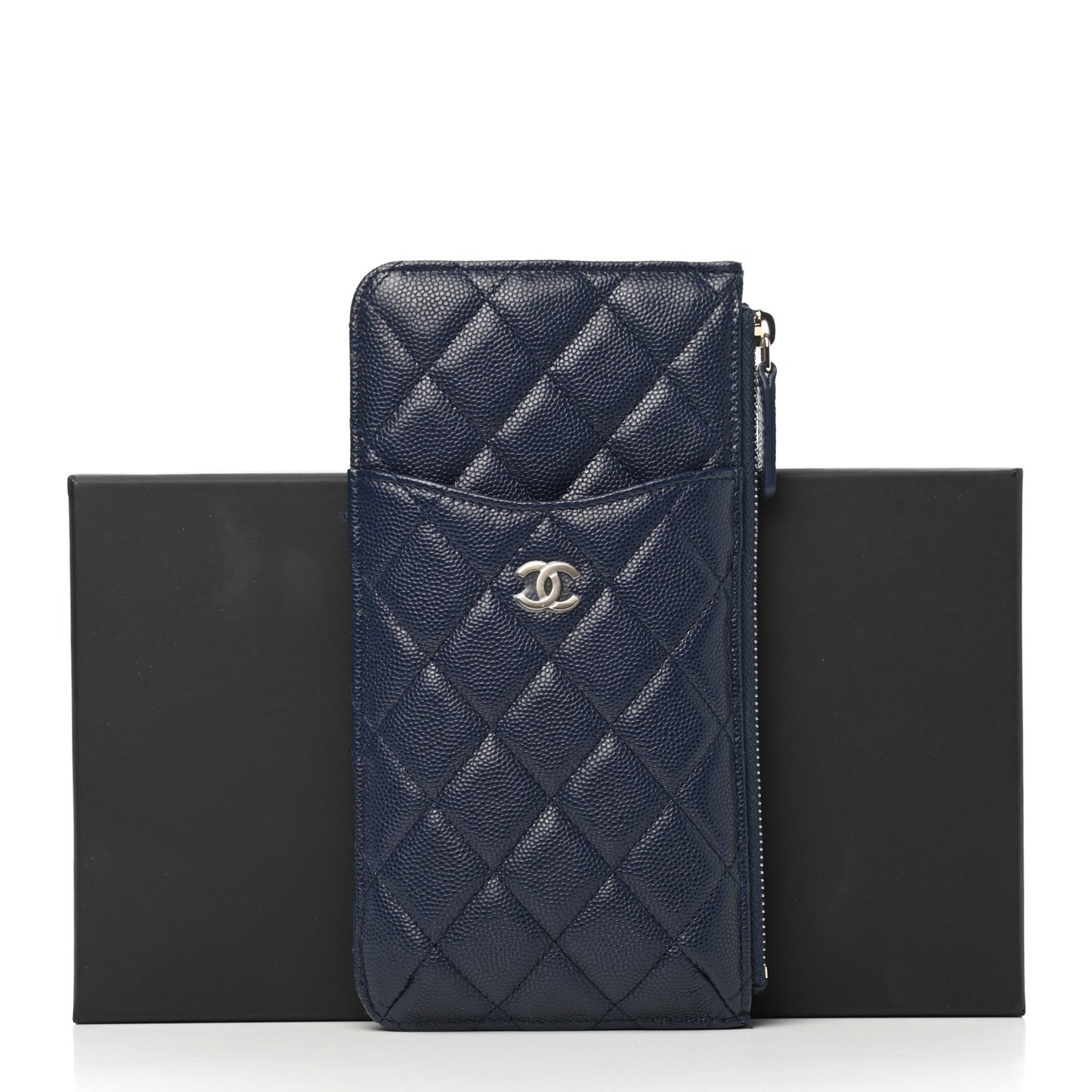 Caviar Quilted Classic iPhone Pouch Navy
