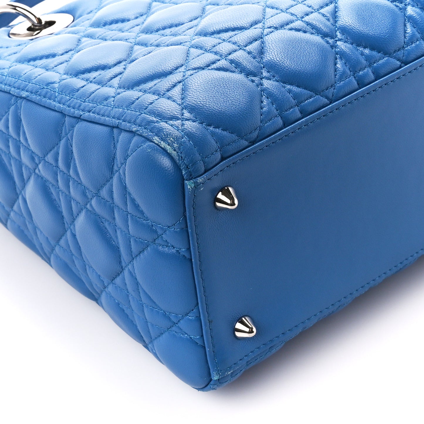 Lambskin Cannage Medium Lady Dior Blue Persan
