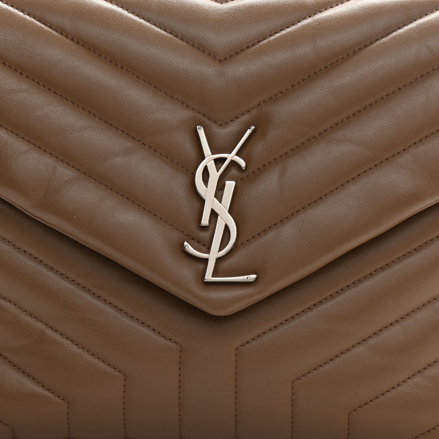 Calfskin Y Quilted Monogram Medium Loulou Chain Satchel Dark Beige