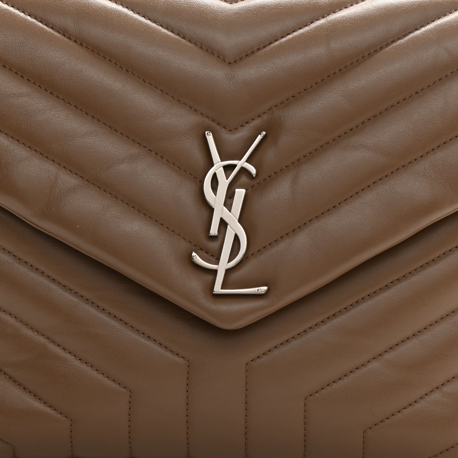 Saint Laurent Calfskin Y Quilted Monogram Medium Loulou Chain Satchel Dark Beige 9 of 12