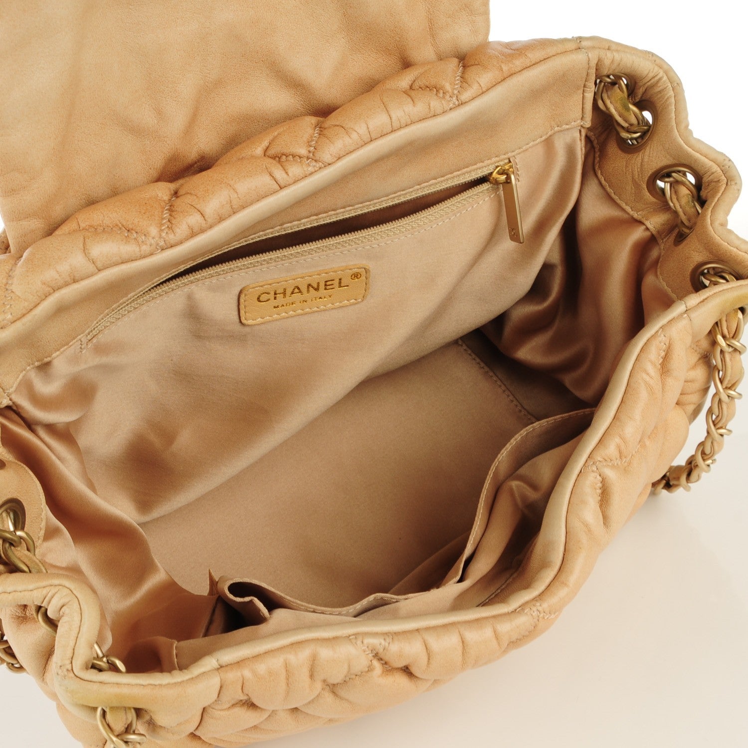 Chanel Calfskin Bubble Quilt Accordion Flap Beige 7 of 9