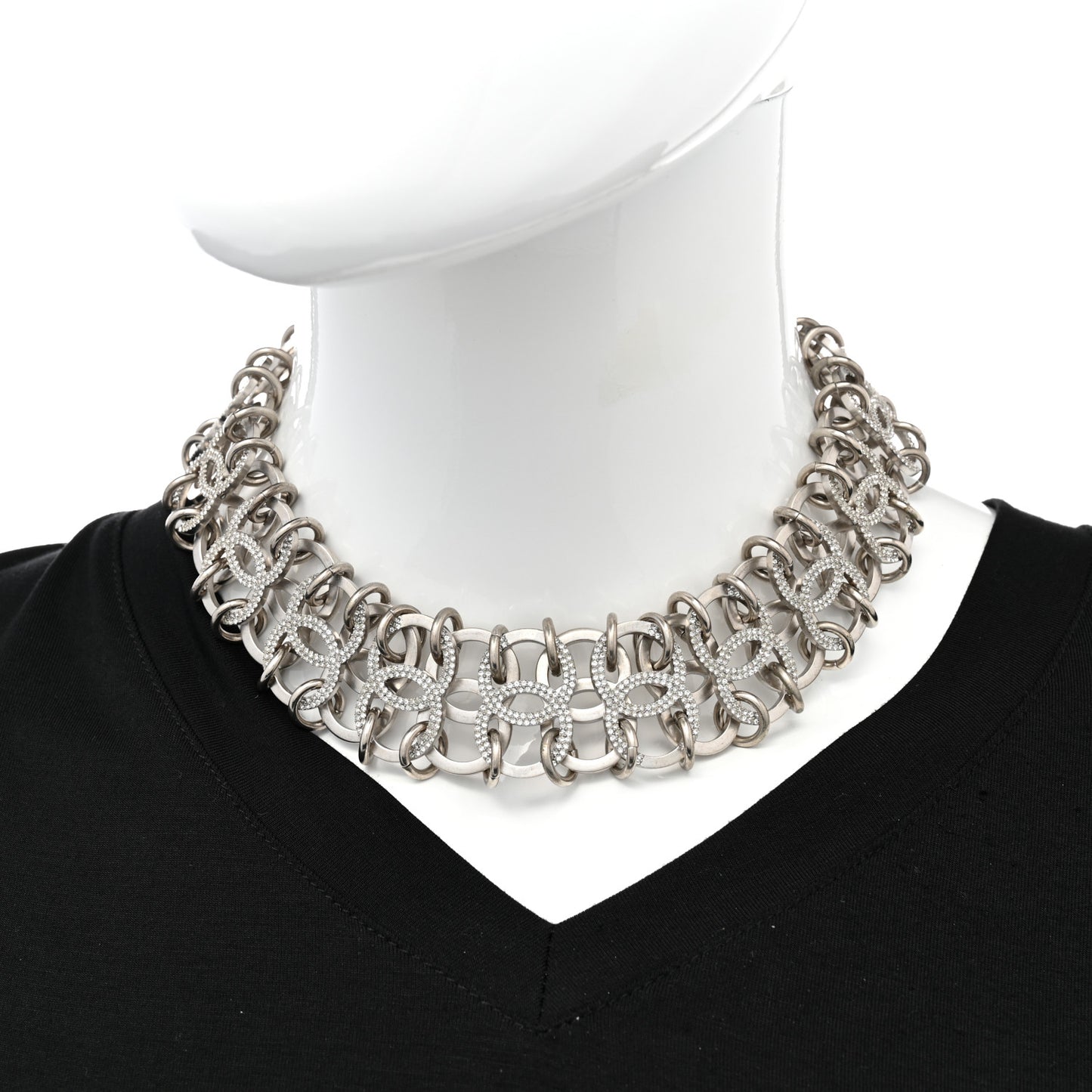 Crystal CC In The Air Choker Necklace Silver
