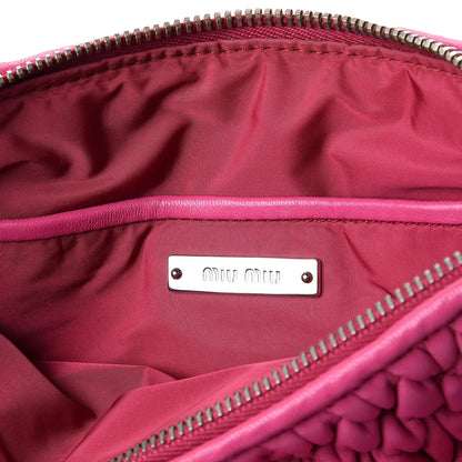 Miu Miu Nappa Matelasse Crystal Zip Top Clutch Fuxia 6 of 9