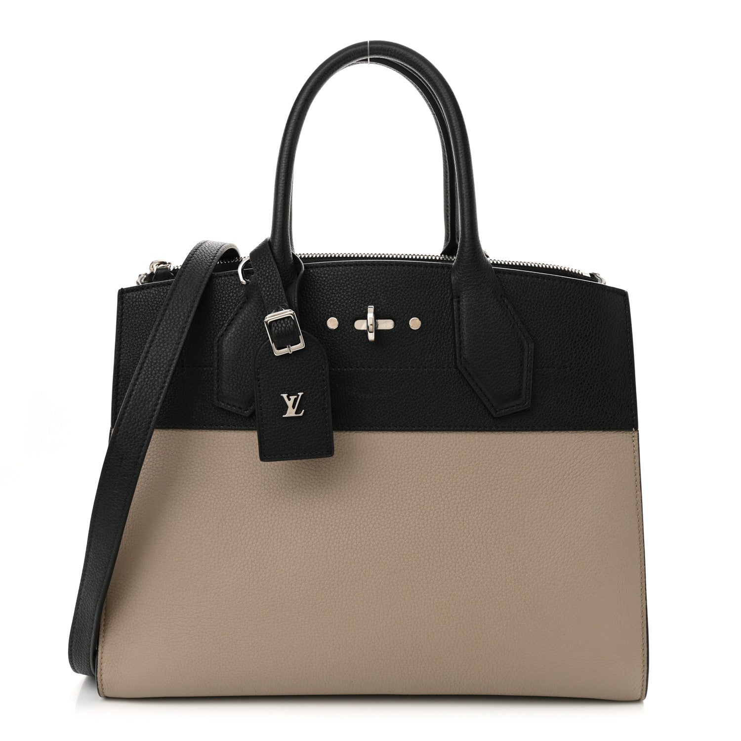 Louis Vuitton Taurillon City Steamer MM Black Beige 1 of 12