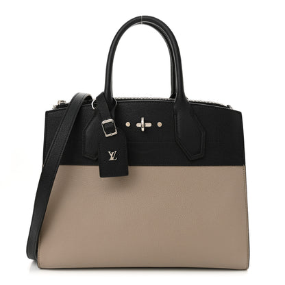 Louis Vuitton Taurillon City Steamer MM Black Beige 1 of 12