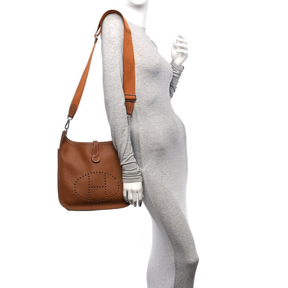 Hermes Taurillon Clemence Evelyne III PM Gold 2 of 13